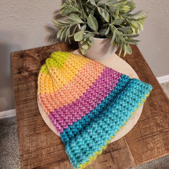 Handmade Colorful Knit Stocking Hat - Picture 1 of 2